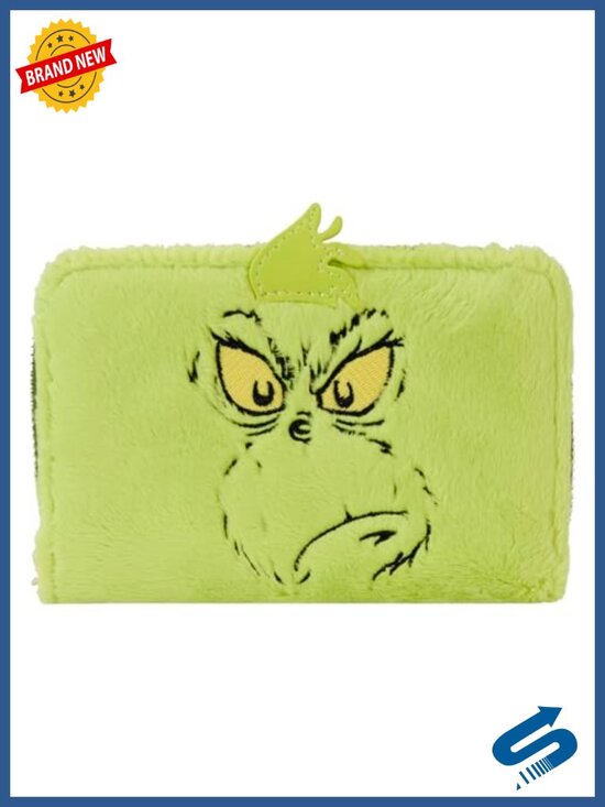 Handbags - Plush Faux Leather Zip Around Wallet with Glow in the Dark Details